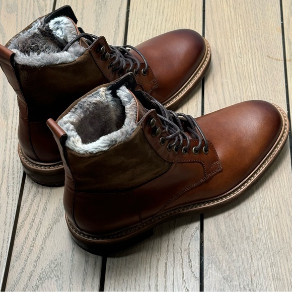 New! Bruno Magli Cerone Leather Suede Faux Fur Lined Size 7 1/2 M DD314A MB1C - Picture 5 of 10